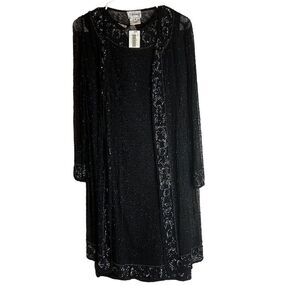 Stenay Black Beaded Dress with beaded Jacket Sz.6 NWT Vintage